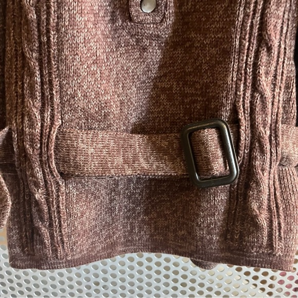 Vintage Berne Belted Virgin Wool Knit Sweater Size M/L in Chestnut Brown - Picture 4 of 12